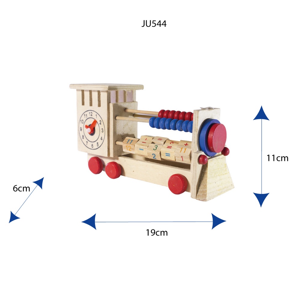 JUEGO DIDACTICO ABACO CON RELOJ EN MADERA FIGURA TREN [PAC2293]