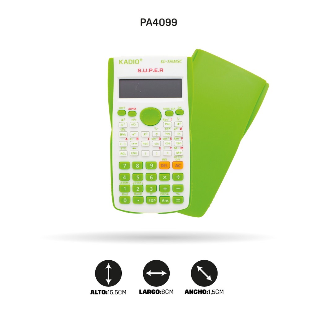 CALCULADORA CIENTIFICA KADIO KD350MS COLORES NEÓN [PAC70004-4099]