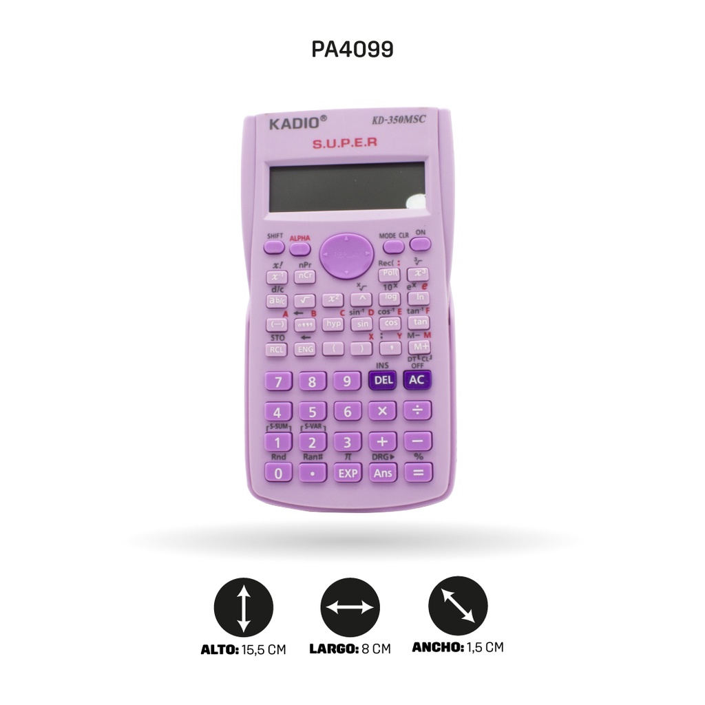CALCULADORA CIENTIFICA KADIO KD350MS COLORES NEÓN Y PASTELES [PAC70004-4099]
