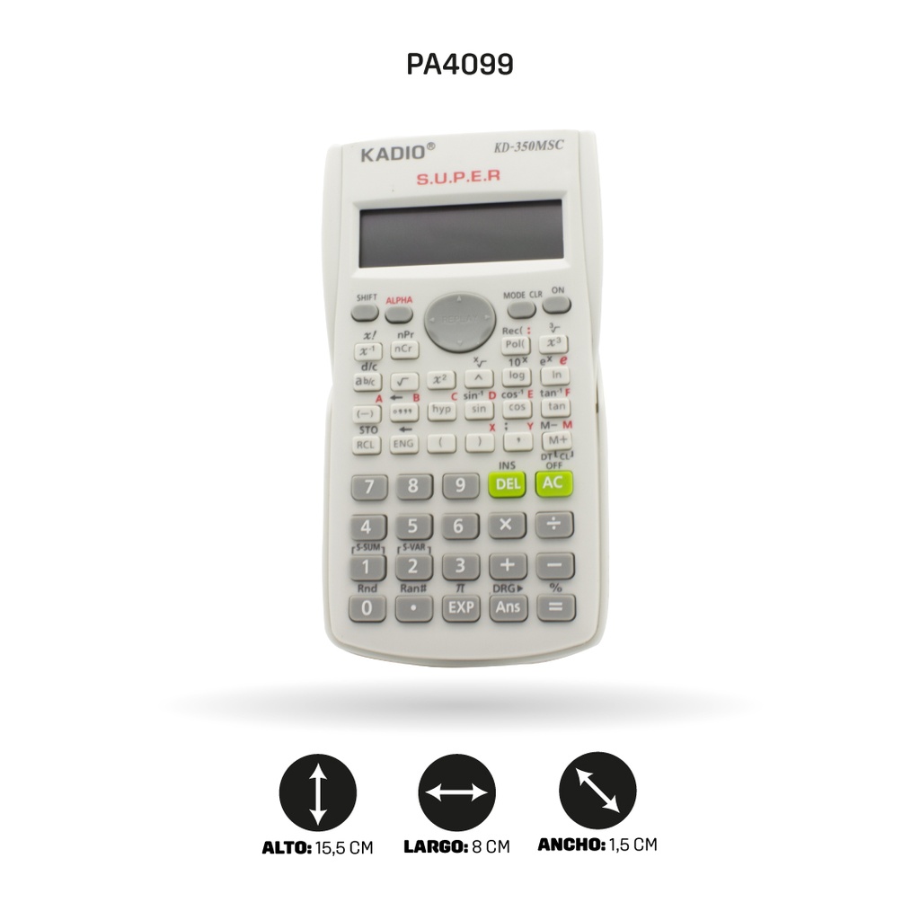 CALCULADORA CIENTIFICA KADIO KD350MS COLORES NEÓN Y PASTELES [PAC70004-4099]