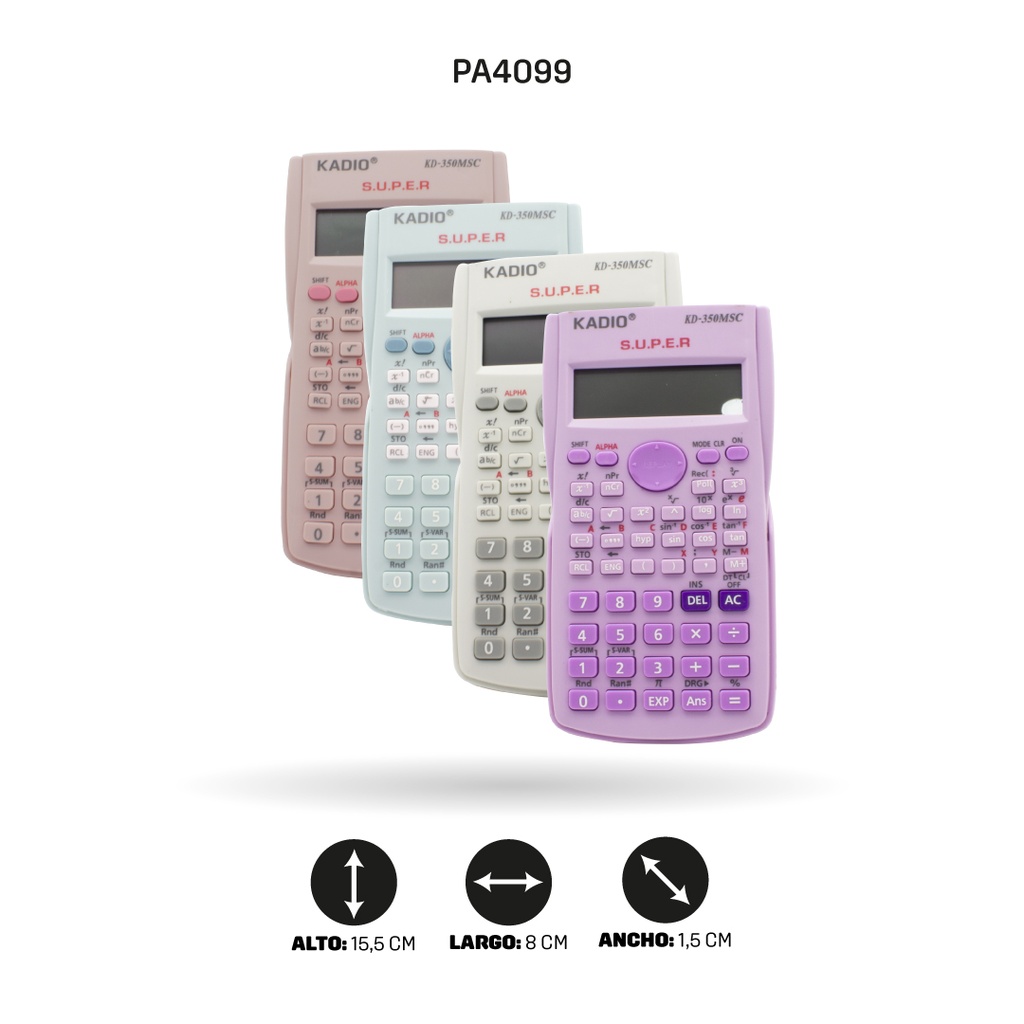 CALCULADORA CIENTIFICA KADIO KD350MS COLORES NEÓN Y PASTELES [PAC70004-4099]