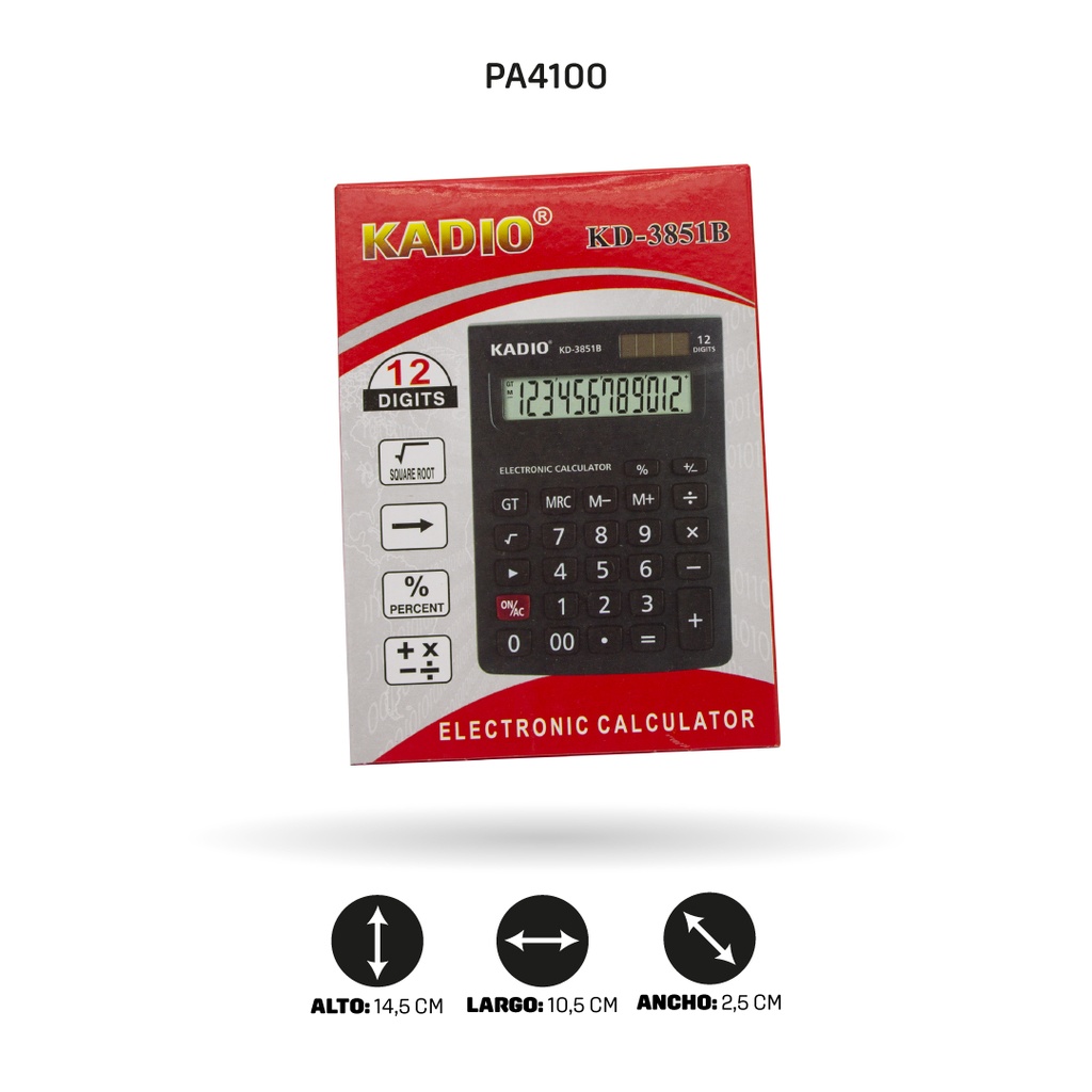 CALCULADORA KADIO KD3851B  SOLAR  12 DIGITOS  [PAC70013-4100]