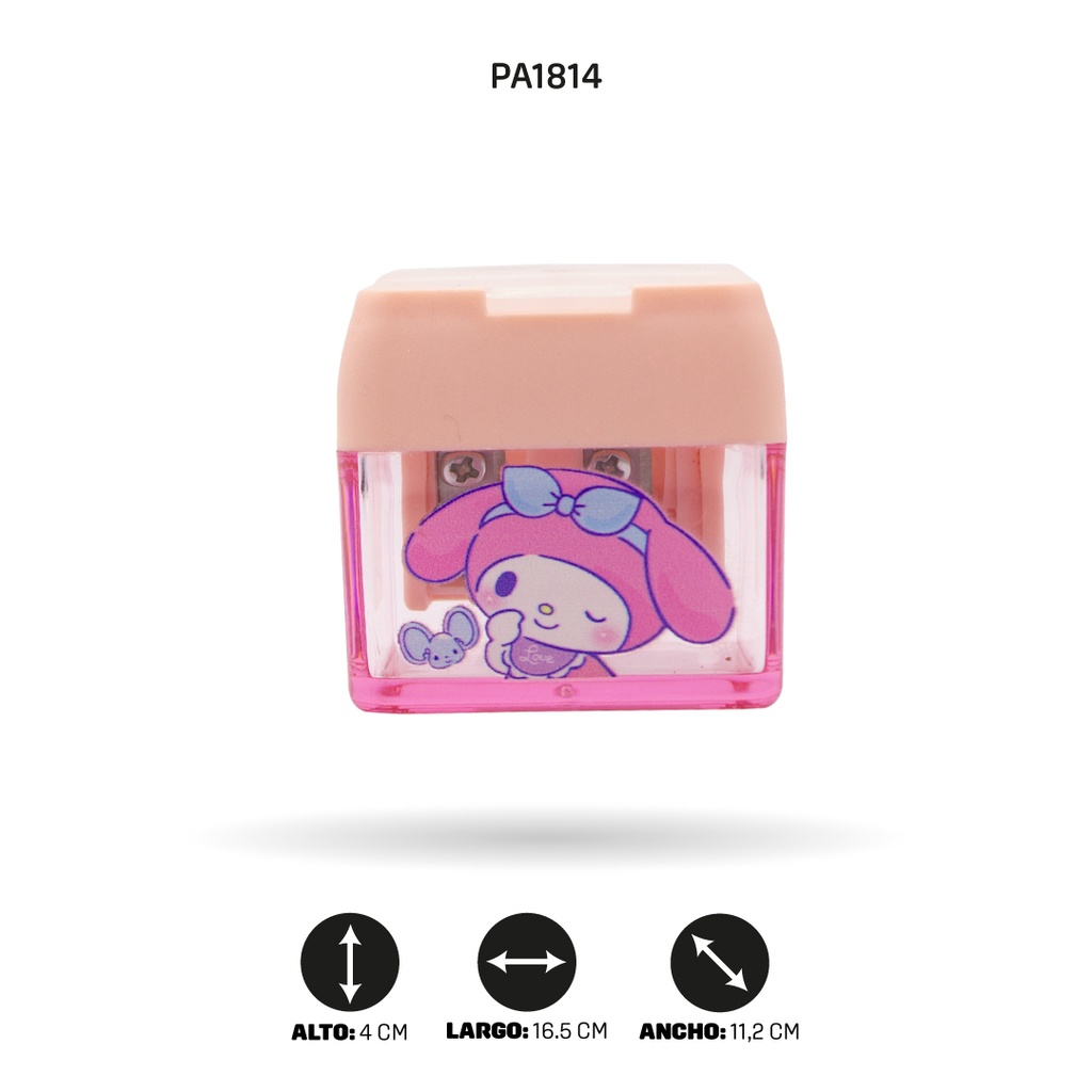 SACAPUNTAS DOBLE CUADRADO ESTAMPADO PASTELX 12 und 616 [PAC4860]