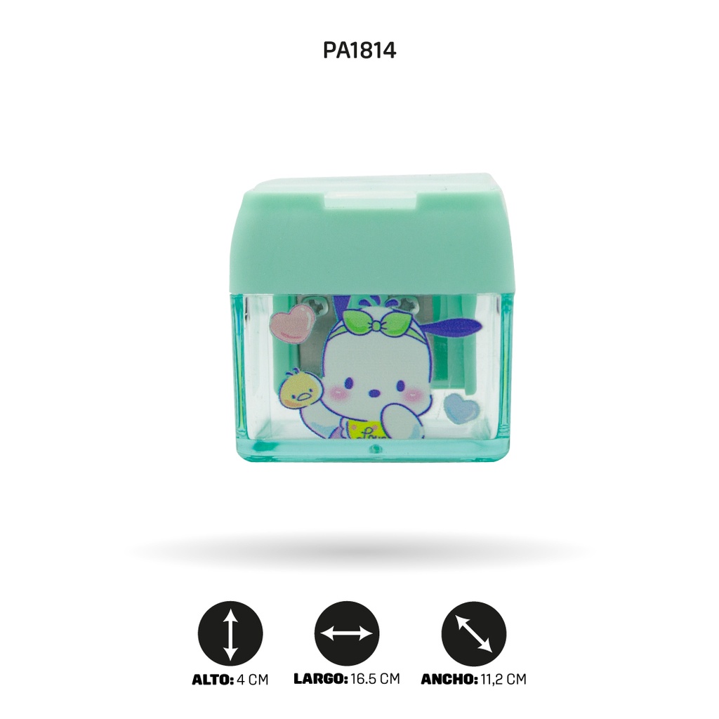 SACAPUNTAS DOBLE CUADRADO ESTAMPADO PASTELX 12 und 616 [PAC4860]