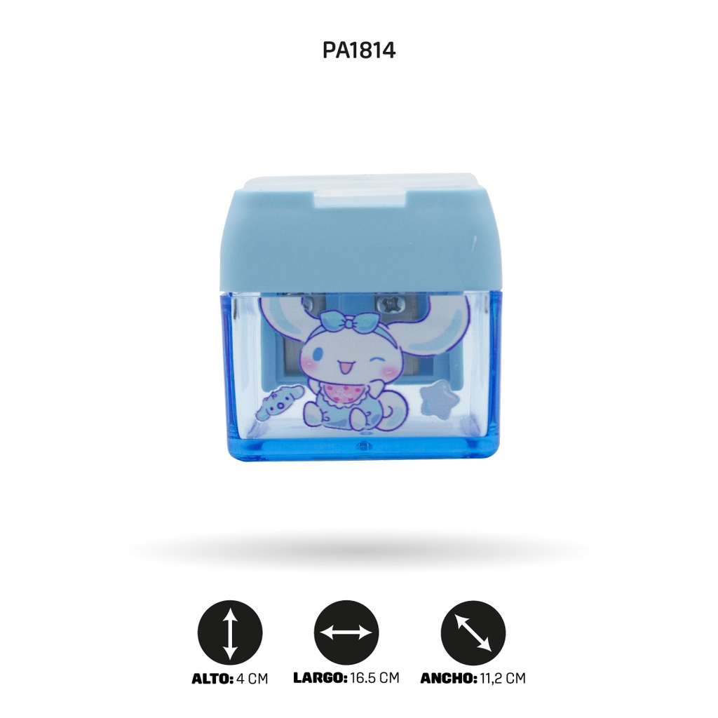 SACAPUNTAS DOBLE CUADRADO ESTAMPADO PASTELX 12 und 616 [PAC4860]