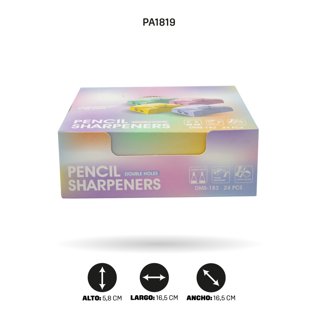 SACAPUNTAS DOBLE PASTEL CUADRADO BOX 24undDMS-183 [PAC4865]