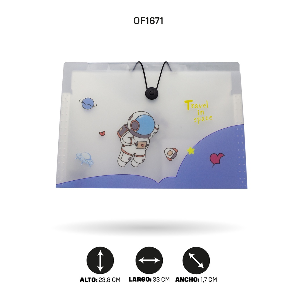 ARCHIVADOR 8 BOLSILLOS  A4 ESTAMPADO 4 MOTIVOS  [PAC4527]