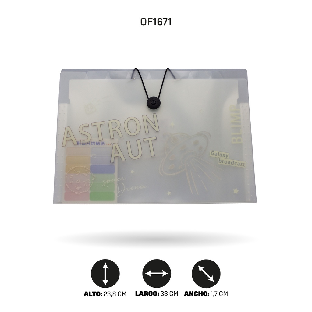 ARCHIVADOR 8 BOLSILLOS  A4 ESTAMPADO 4 MOTIVOS  [PAC4527]