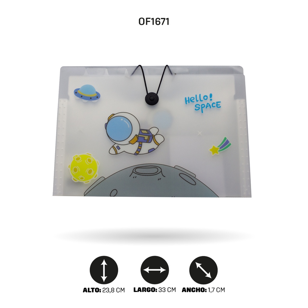 ARCHIVADOR 8 BOLSILLOS  A4 ESTAMPADO 4 MOTIVOS  [PAC4527]