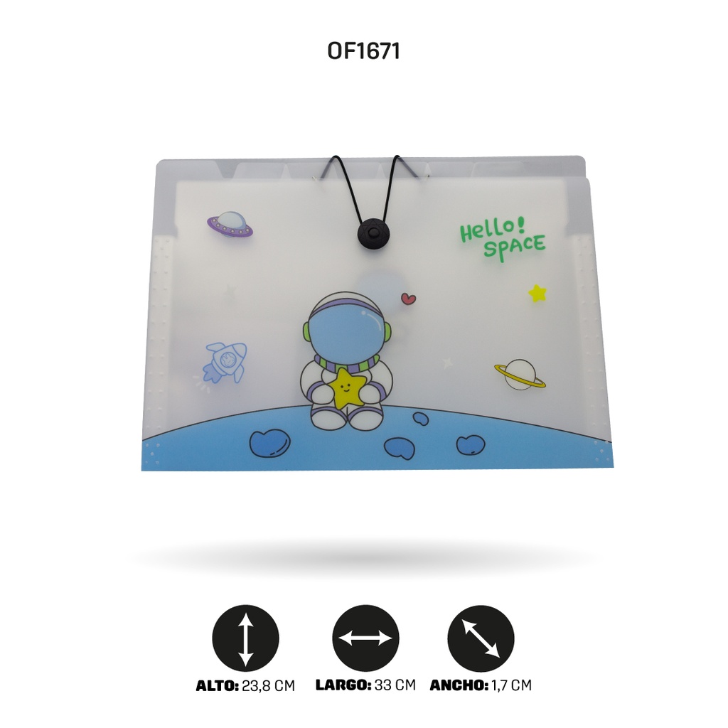 ARCHIVADOR 8 BOLSILLOS  A4 ESTAMPADO 4 MOTIVOS  [PAC4527]