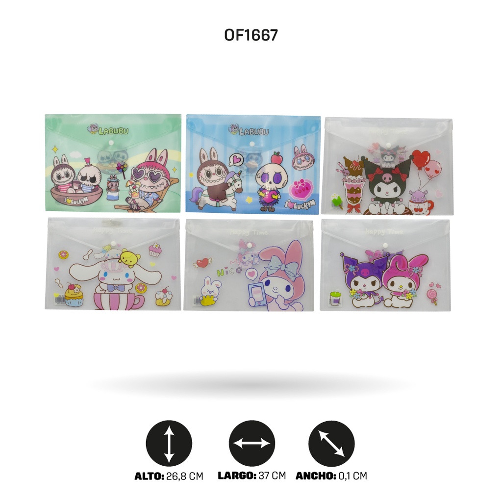 CARPETA BOTON A4 ESTAMPADA  4 MOTIVOS DISPLAY X 12 [PAC4522]