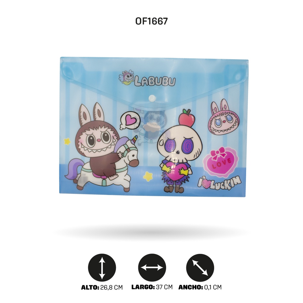 CARPETA BOTON A4 ESTAMPADA  4 MOTIVOS DISPLAY X 12 [PAC4522]