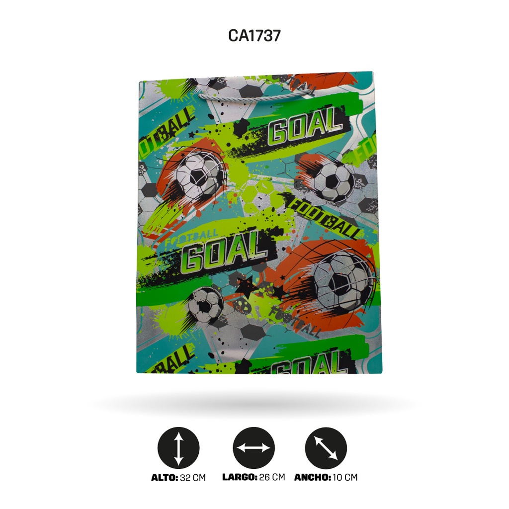 BOLSA REGALO 3D FUTBOL 4 MOTIVOS YM-1908-M FUTBOL26x32x10cm 210grs [PAC5150]