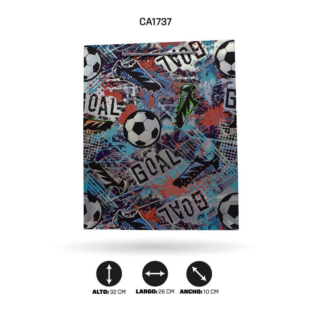 BOLSA REGALO 3D FUTBOL 4 MOTIVOS YM-1908-M FUTBOL26x32x10cm 210grs [PAC5150]