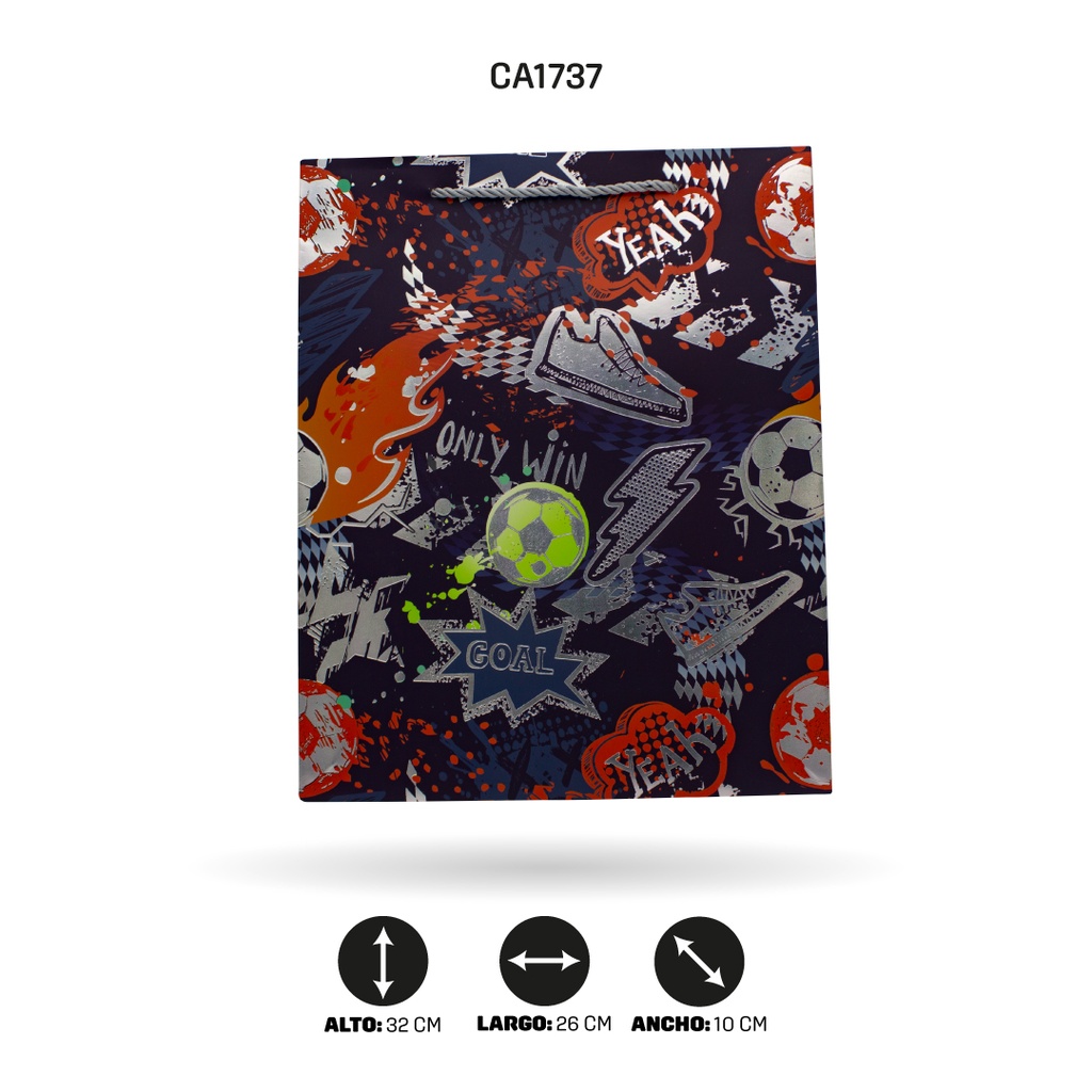 BOLSA REGALO 3D FUTBOL 4 MOTIVOS YM-1908-M FUTBOL26x32x10cm 210grs [PAC5150]