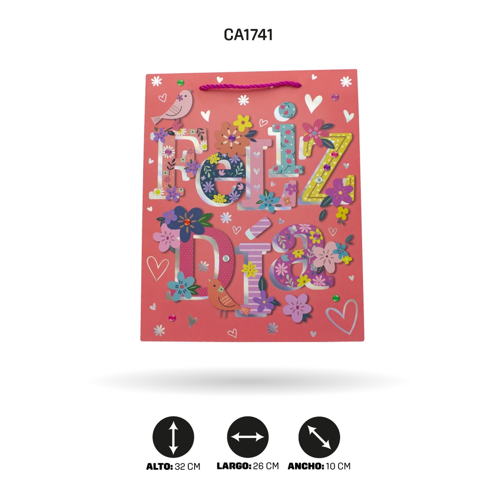 BOLSA REGALO 3D FELIZ DIA 26x32x10cm 210grsYM-1828-M [PAC5154]