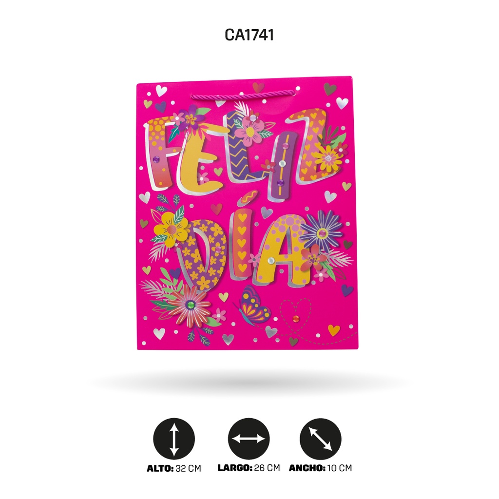 BOLSA REGALO 3D FELIZ DIA 26x32x10cm 210grsYM-1828-M [PAC5154]
