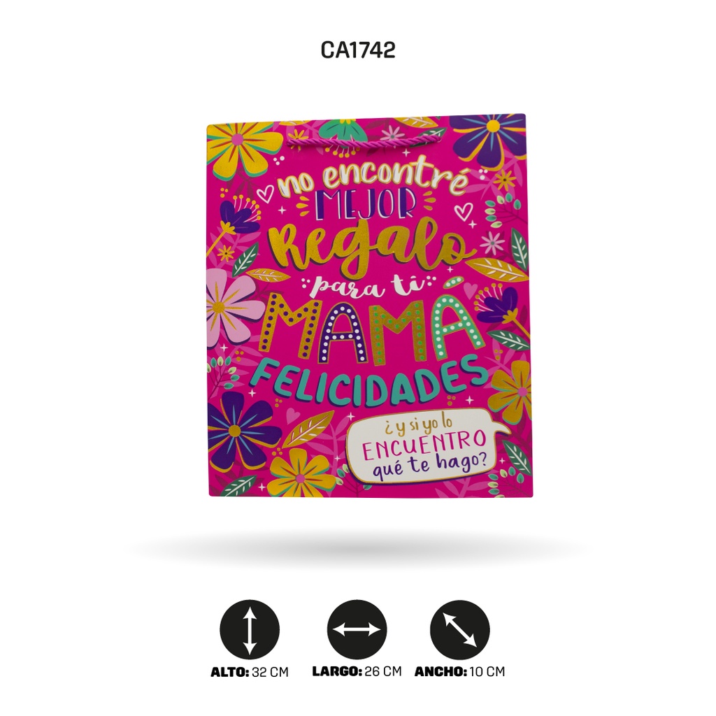BOLSA REGALO 3D DIA MADRE 26x32x10cm 210 grsYM-1903-M [PAC5155]