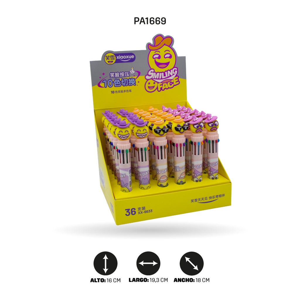 BOLIGRAFO 10 COLORES DE EMOJIS XX-6633 [PAC4562]