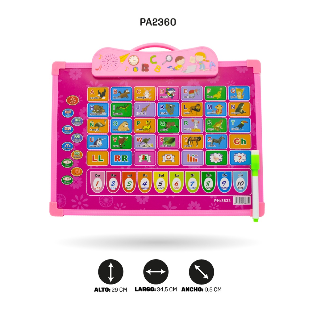 TABLERO CON TECLA Y SONIDO EN ESPAÑOL PARA NIÑO Y NIÑA 8833  [PAC4735]