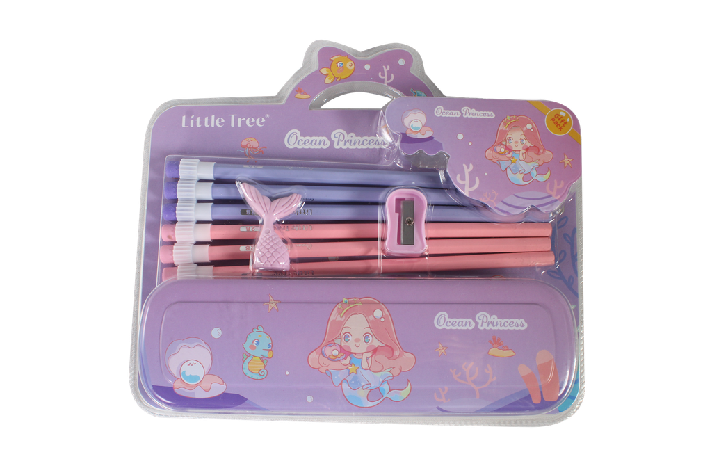 JUEGO LAPICES CON CARTUCHERA METALICA BLISTER GP8001-E(2B)NIÑO Y NIÑA