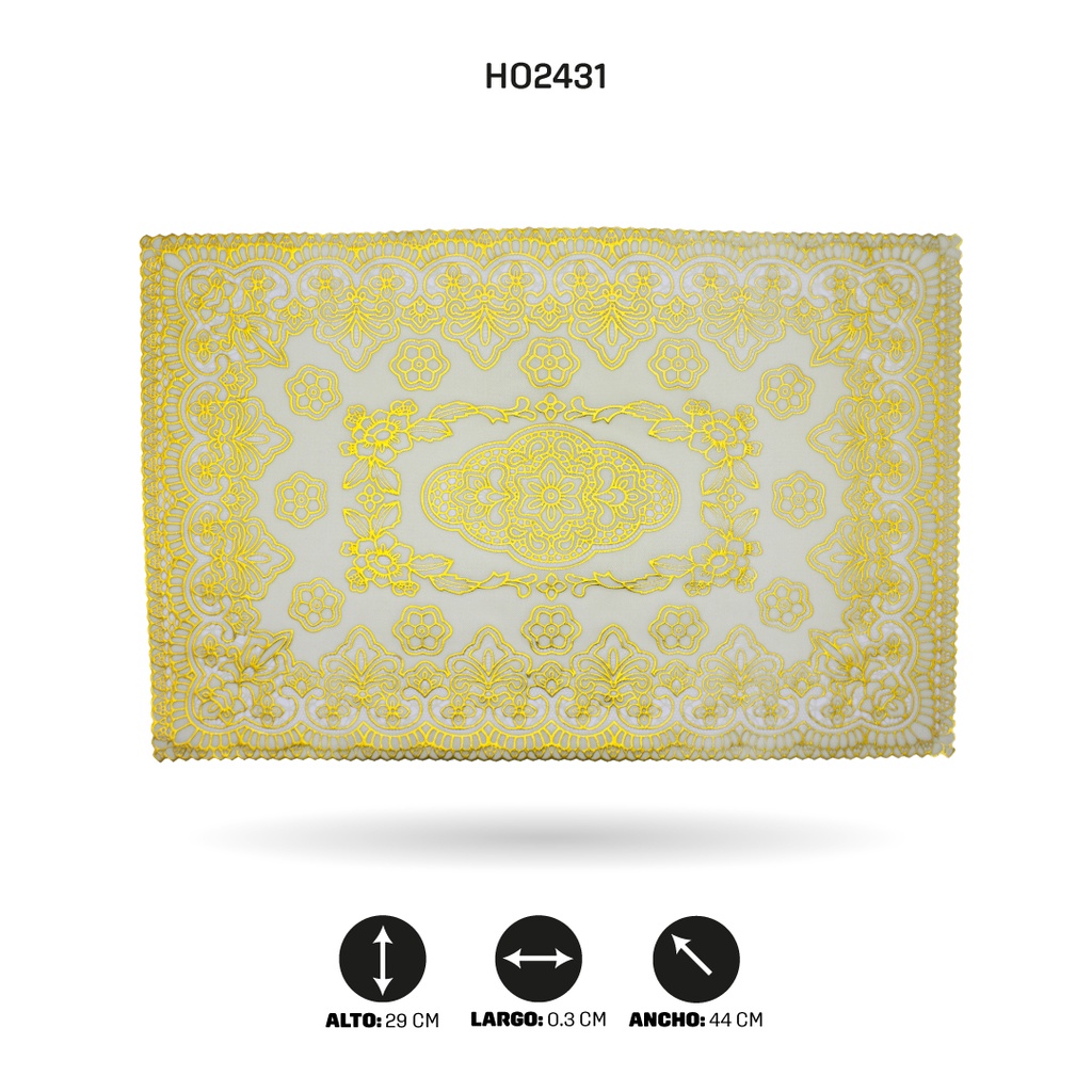 INDIVIDUAL DE MESA RECTANGULAR DORADO x 12[PAC5289]