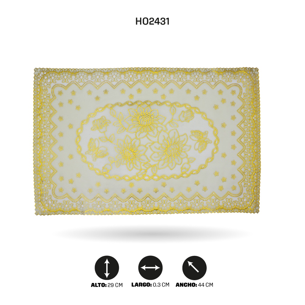 INDIVIDUAL DE MESA RECTANGULAR DORADO x 12[PAC5289]