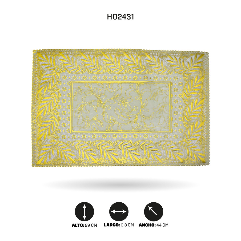 INDIVIDUAL DE MESA RECTANGULAR DORADO x 12[PAC5289]