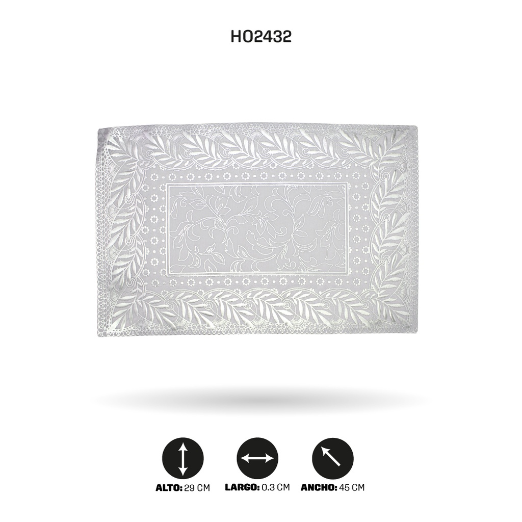 INDIVIDUAL DE MESA RECTANGULAR PLATEADO x 12[PAC5290]