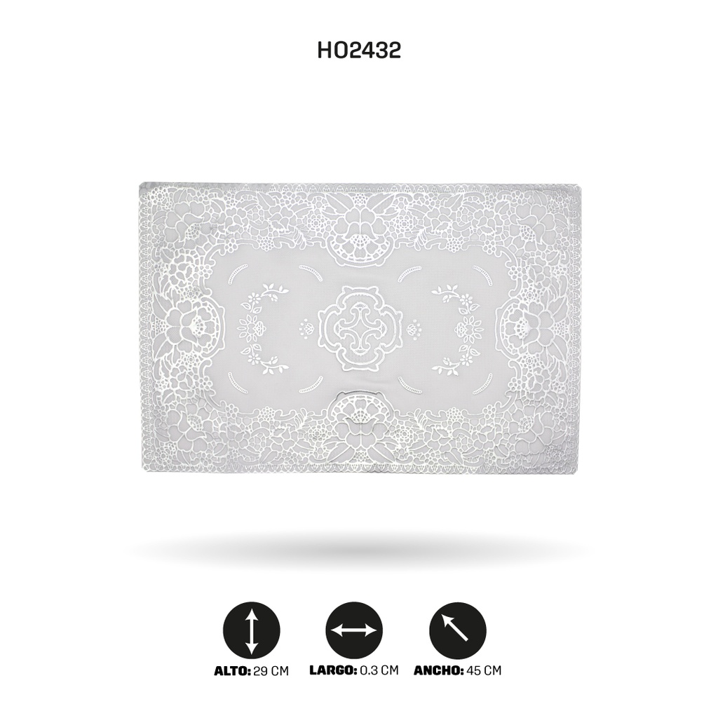 INDIVIDUAL DE MESA RECTANGULAR PLATEADO x 12[PAC5290]