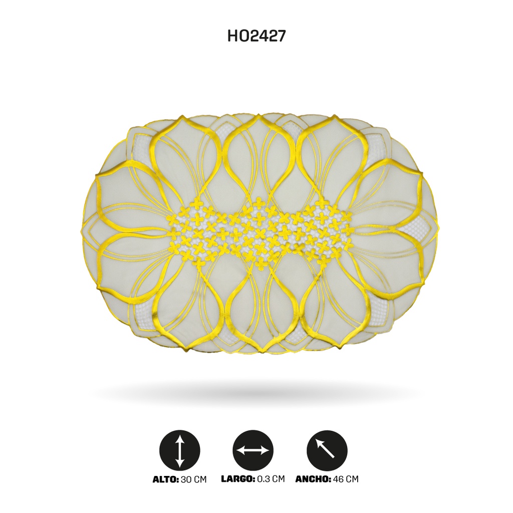 INDIVIDUAL DE MESA OVAL DORADO x 12 [PAC5285]