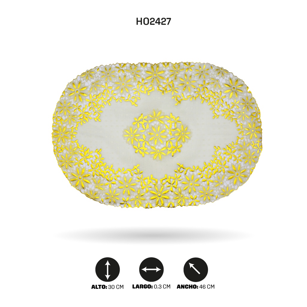 INDIVIDUAL DE MESA OVAL DORADO x 12 [PAC5285]