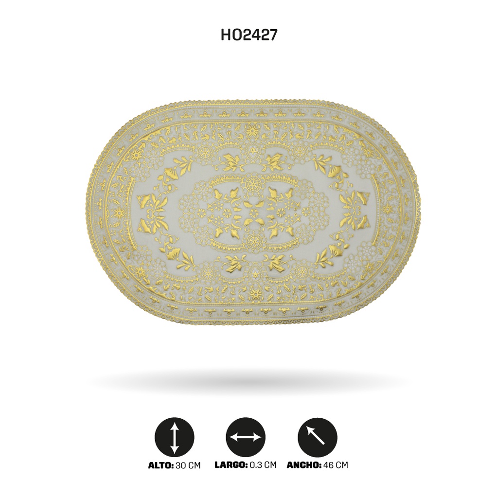 INDIVIDUAL DE MESA OVAL DORADO x 12 [PAC5285]