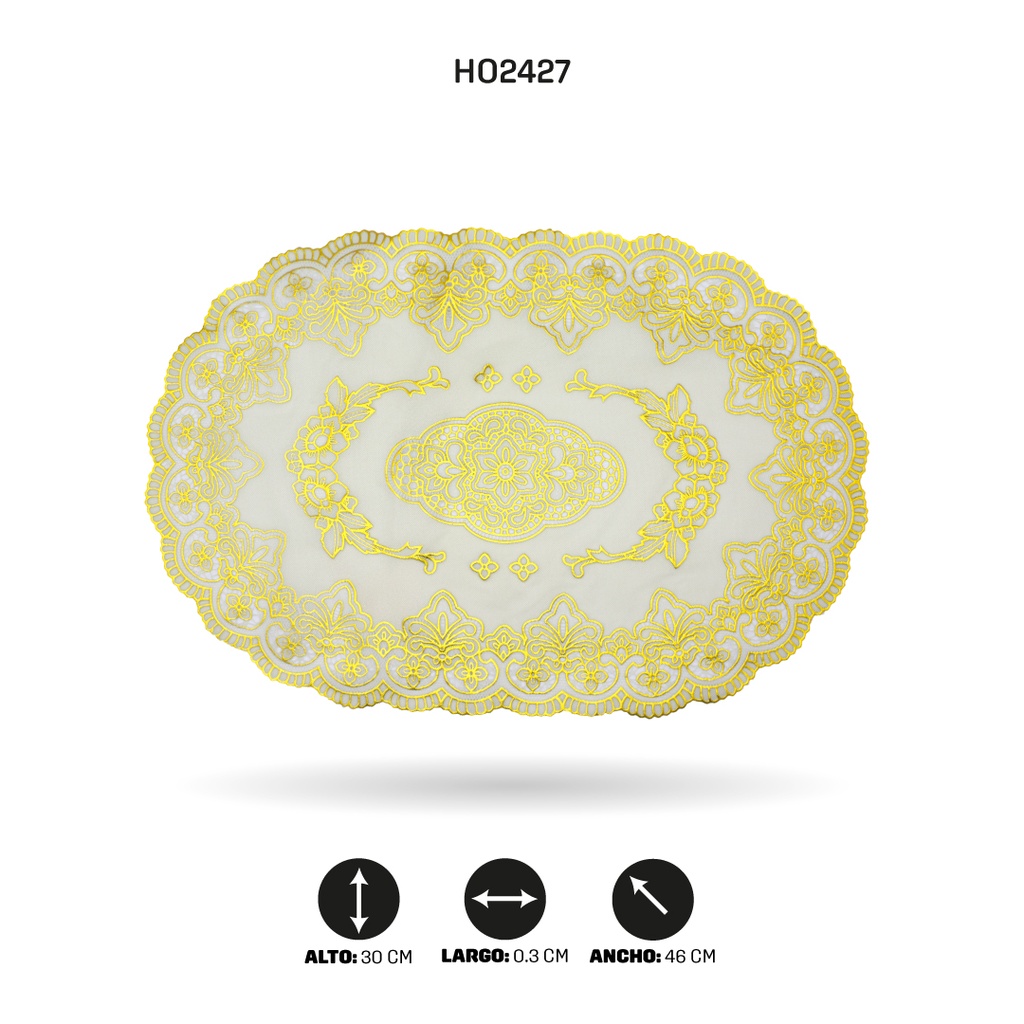 INDIVIDUAL DE MESA OVAL DORADO x 12 [PAC5285]