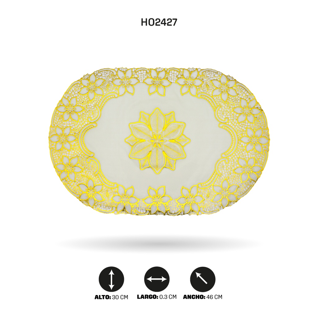 INDIVIDUAL DE MESA OVAL DORADO x 12 [PAC5285]