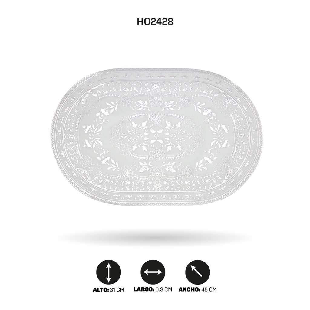 INDIVIDUAL DE MESA OVAL PLATEADO x 12  [PAC5286]