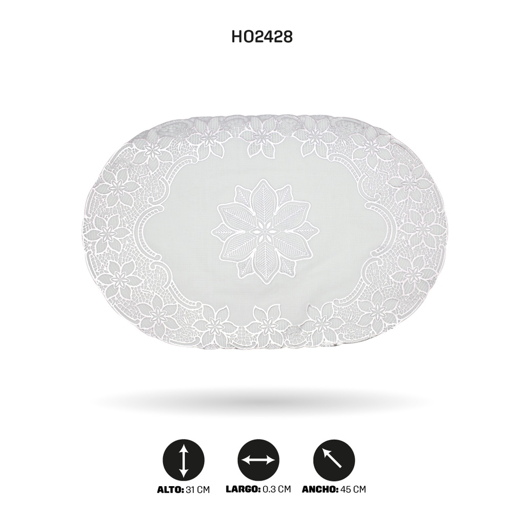 INDIVIDUAL DE MESA OVAL PLATEADO x 12  [PAC5286]