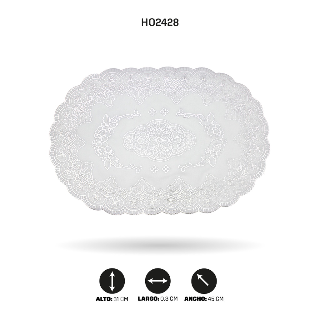 INDIVIDUAL DE MESA OVAL PLATEADO x 12  [PAC5286]