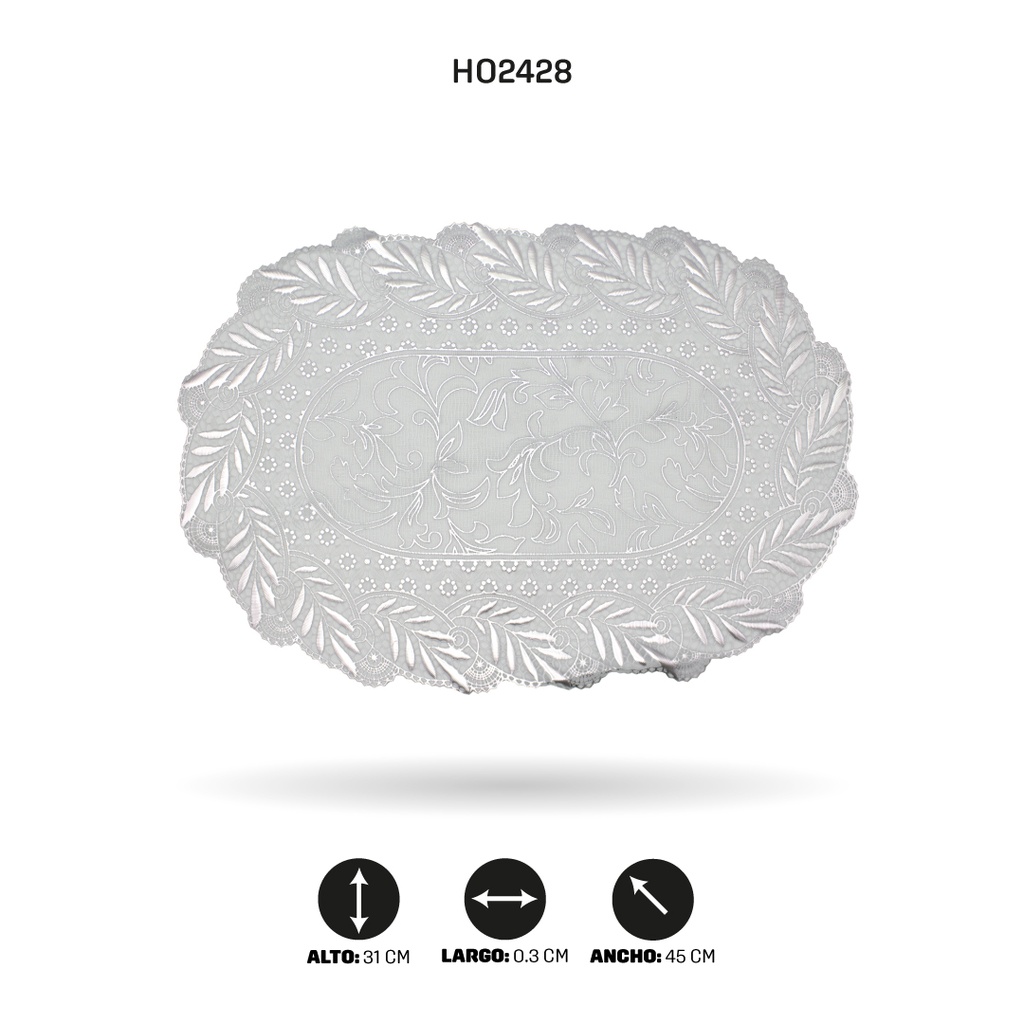 INDIVIDUAL DE MESA OVAL PLATEADO x 12  [PAC5286]