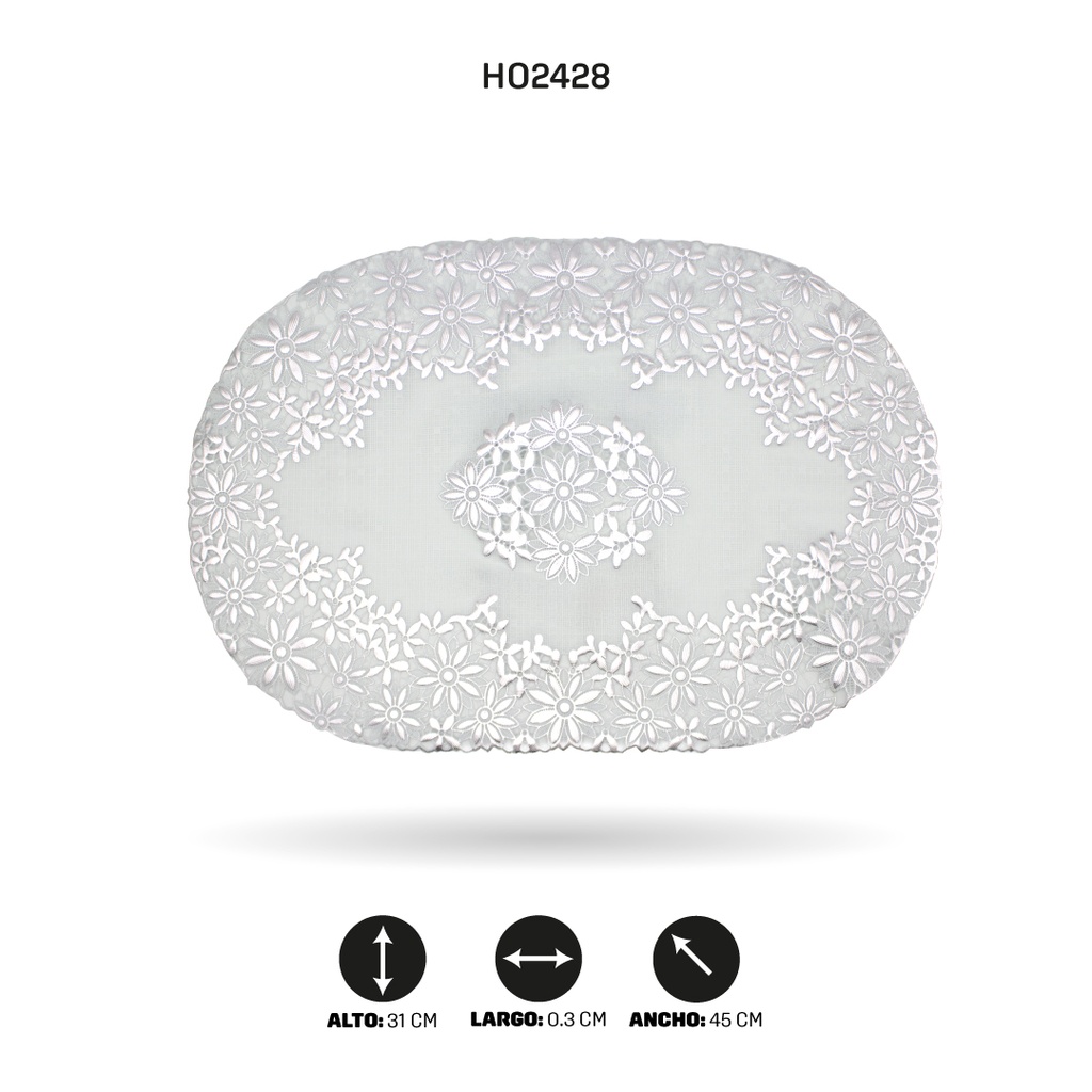 INDIVIDUAL DE MESA OVAL PLATEADO x 12  [PAC5286]