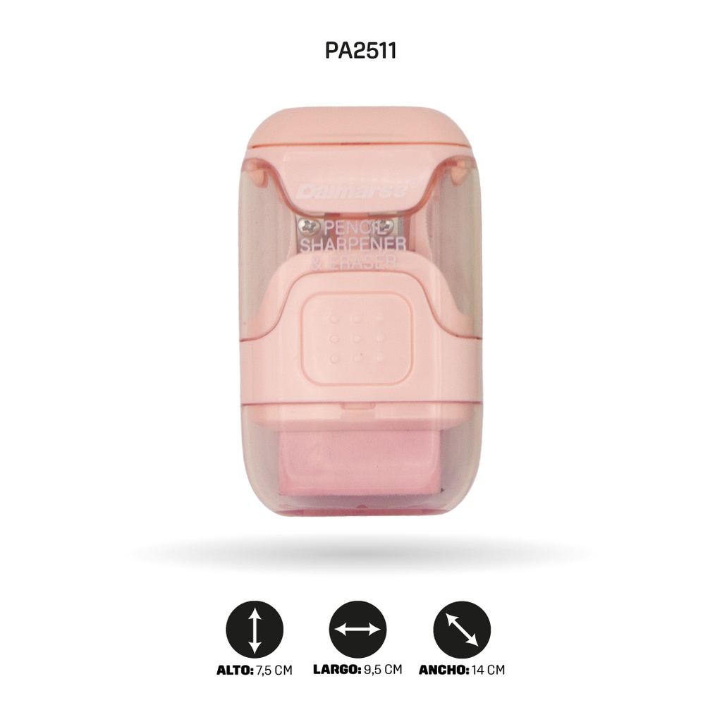 SACAPUNTAS DOBLE CON BORRADOR COLOR PASTEL DISPLAY X24 UNDSDMS-854 [PAC4872]