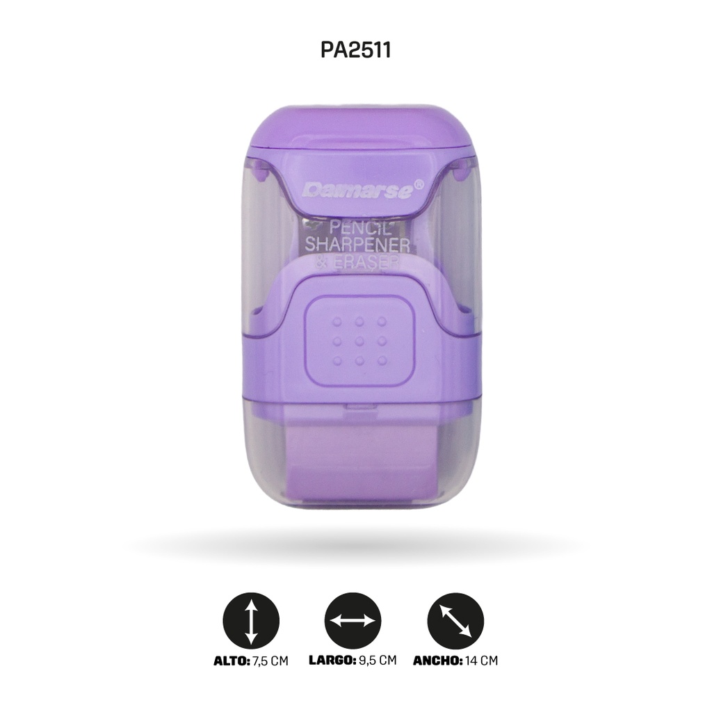 SACAPUNTAS DOBLE CON BORRADOR COLOR PASTEL DISPLAY X24 UNDSDMS-854 [PAC4872]