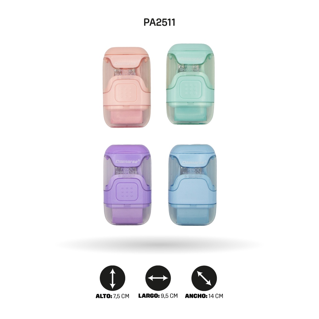 SACAPUNTAS DOBLE CON BORRADOR COLOR PASTEL DISPLAY X24 UNDSDMS-854 [PAC4872]
