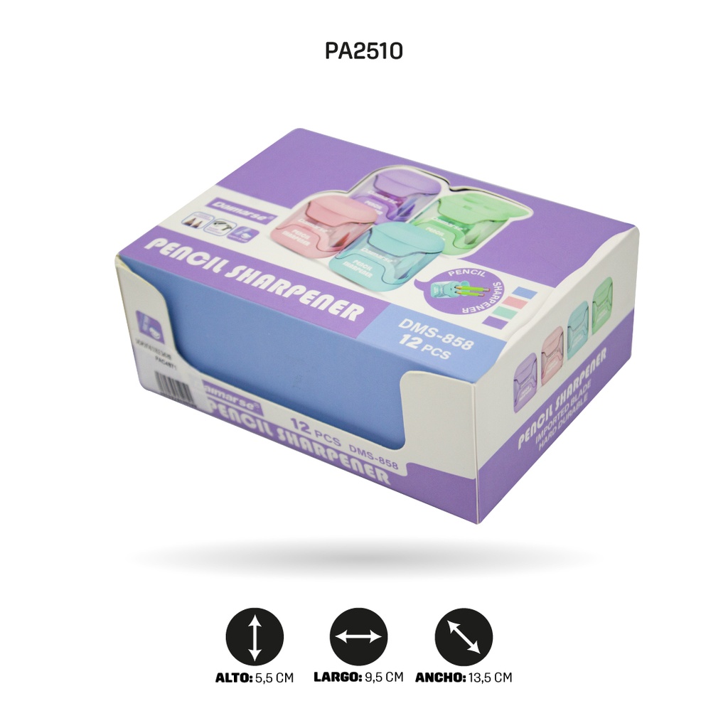 SACAPUNTAS DOBLE COLOR PASTEL DISPLAY X12 DMS-858 [PAC4871]