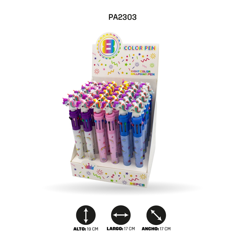 BOLIGRAFO MINA 8 COLORES 6 MOTIVOS DISPLEY X 36 QM-918[PAC4571]