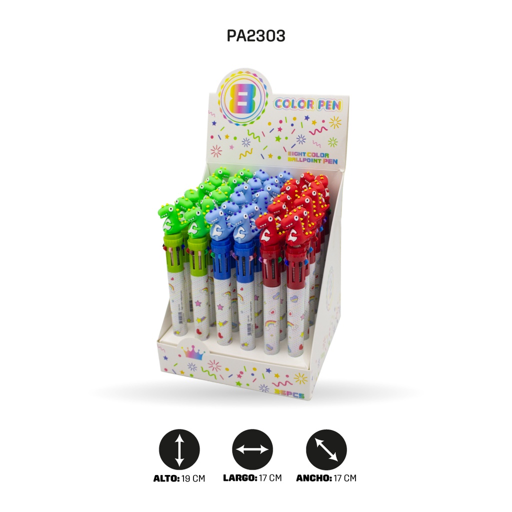 BOLIGRAFO MINA 8 COLORES 6 MOTIVOS DISPLEY X 36 QM-918[PAC4571]