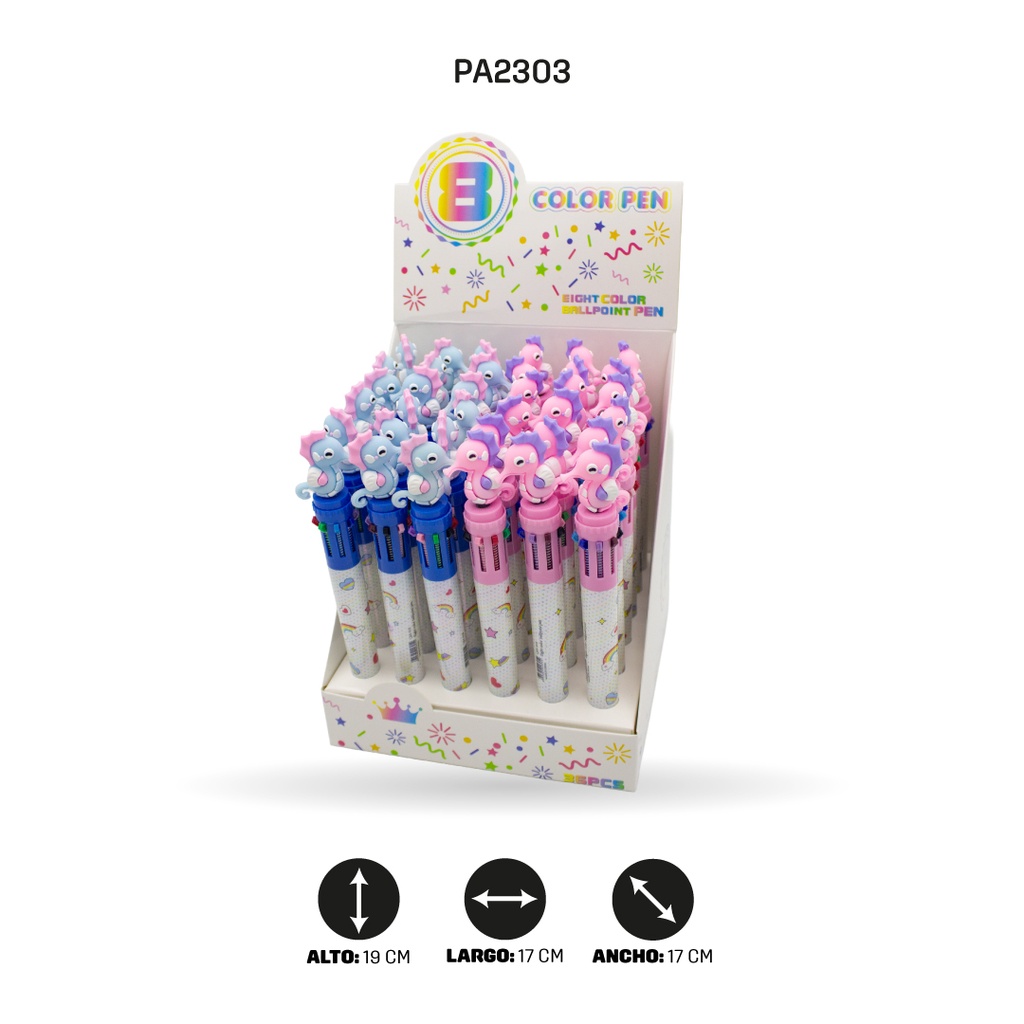 BOLIGRAFO MINA 8 COLORES 6 MOTIVOS DISPLEY X 36 QM-918[PAC4571]