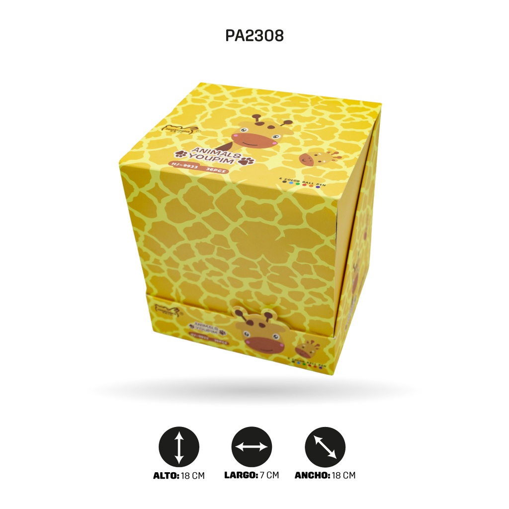 BOLIGRAFO DE JIRAFA Y LEÓN, MINA DE 6 COLORES HJ-9933/933 LEON-GIRAFA DISPLEY X 36 [PAC4577]