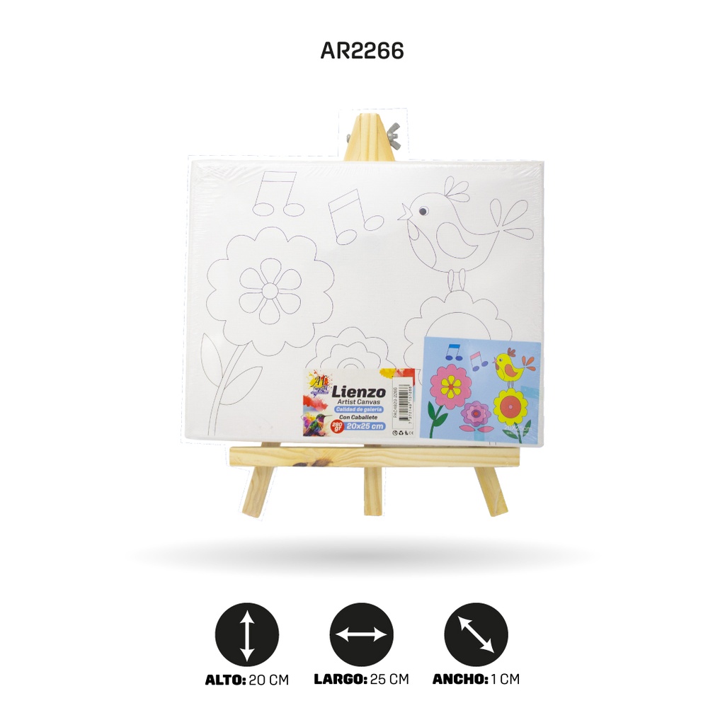 LIENZO ESTAMPADO 20x25CM CON CABALLETE 8 MOTIVOS [PAC4829-2266]