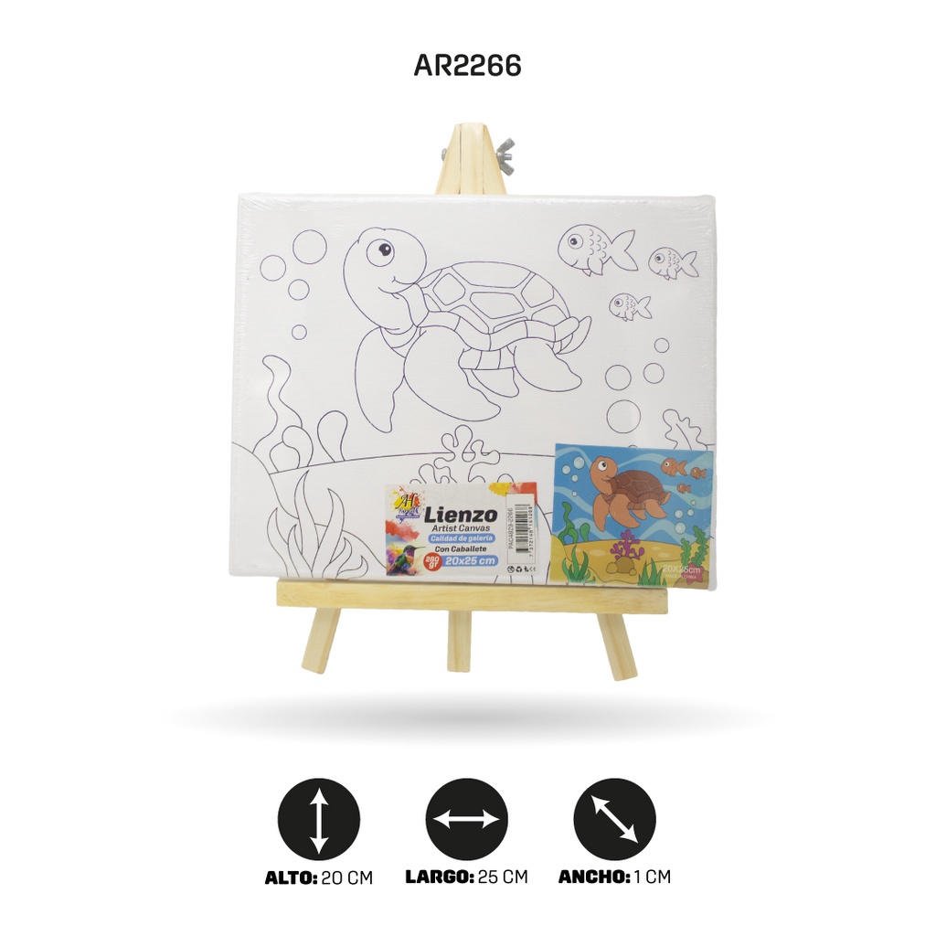 LIENZO ESTAMPADO 20x25CM CON CABALLETE 8 MOTIVOS [PAC4829-2266]